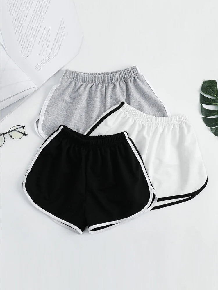 Shorts esportivos, listrados para mulheres, roupas femininas!