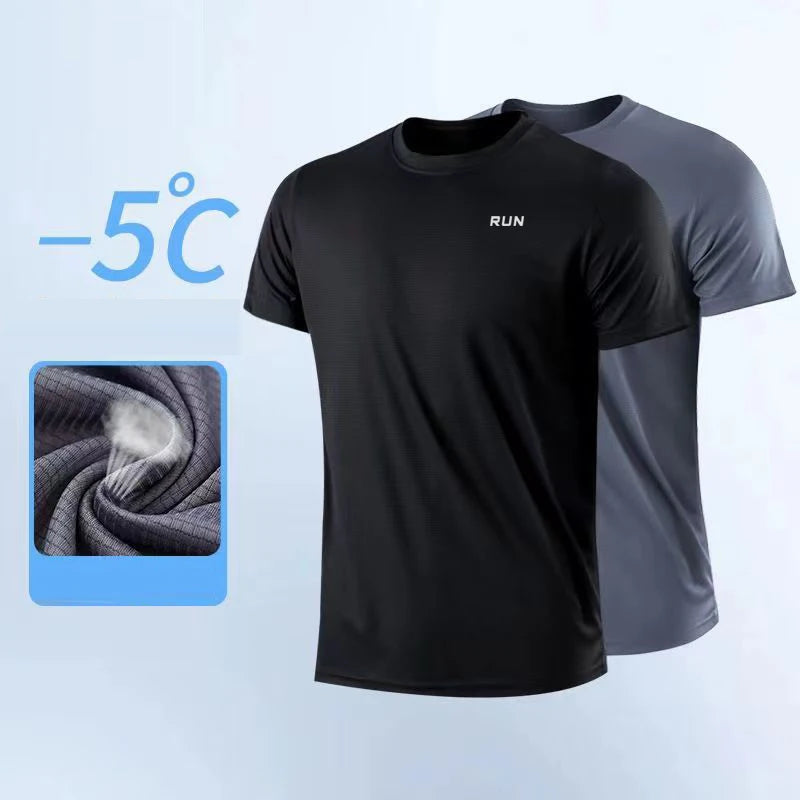 Camiseta masculina de secagem rápida, corrida, absorção de umidade, treinamento, exercício, academia, esporte, roupas!