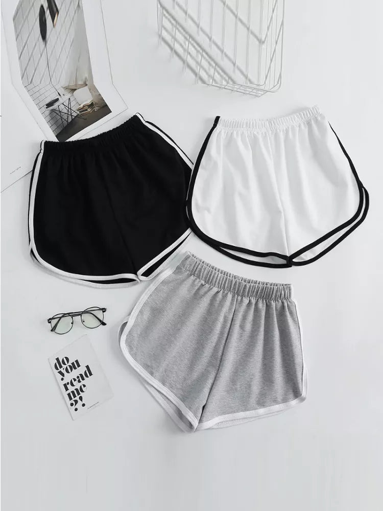 Shorts esportivos, listrados para mulheres, roupas femininas!