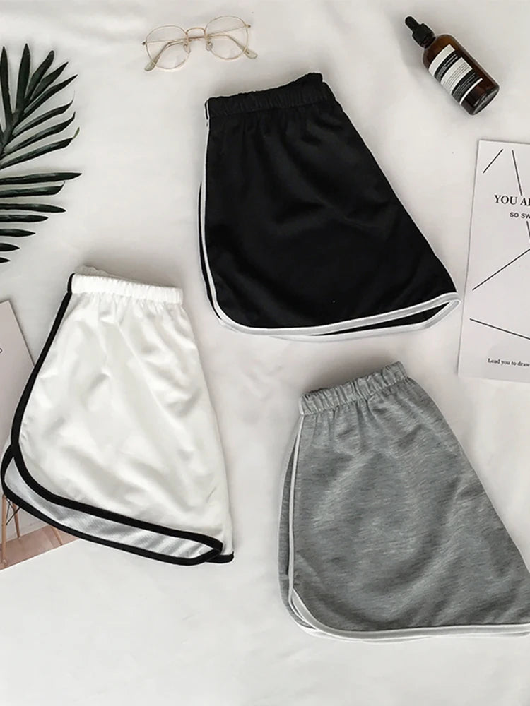 Shorts esportivos, listrados para mulheres, roupas femininas!